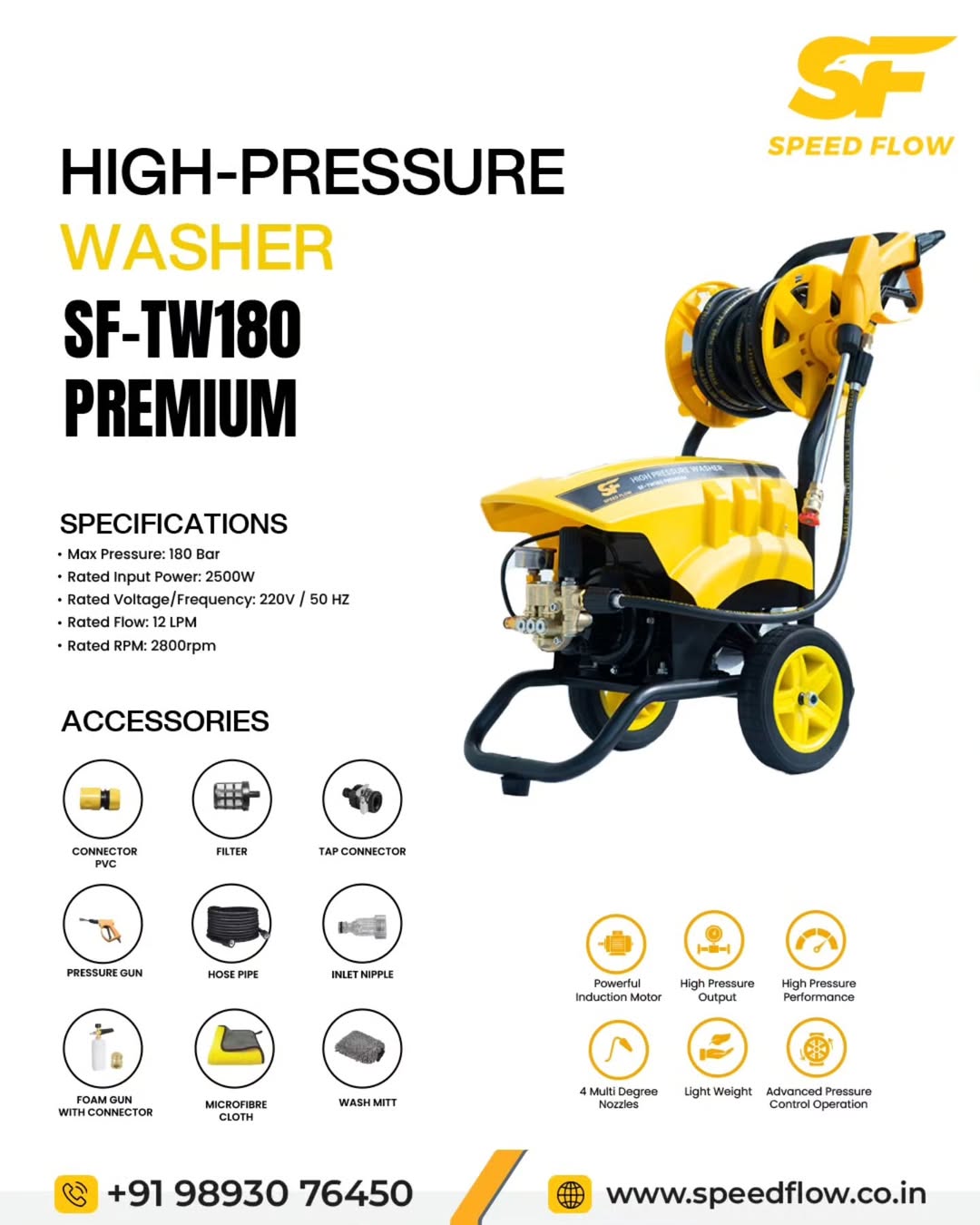 SF-TW180 Premium High Pressure Washer