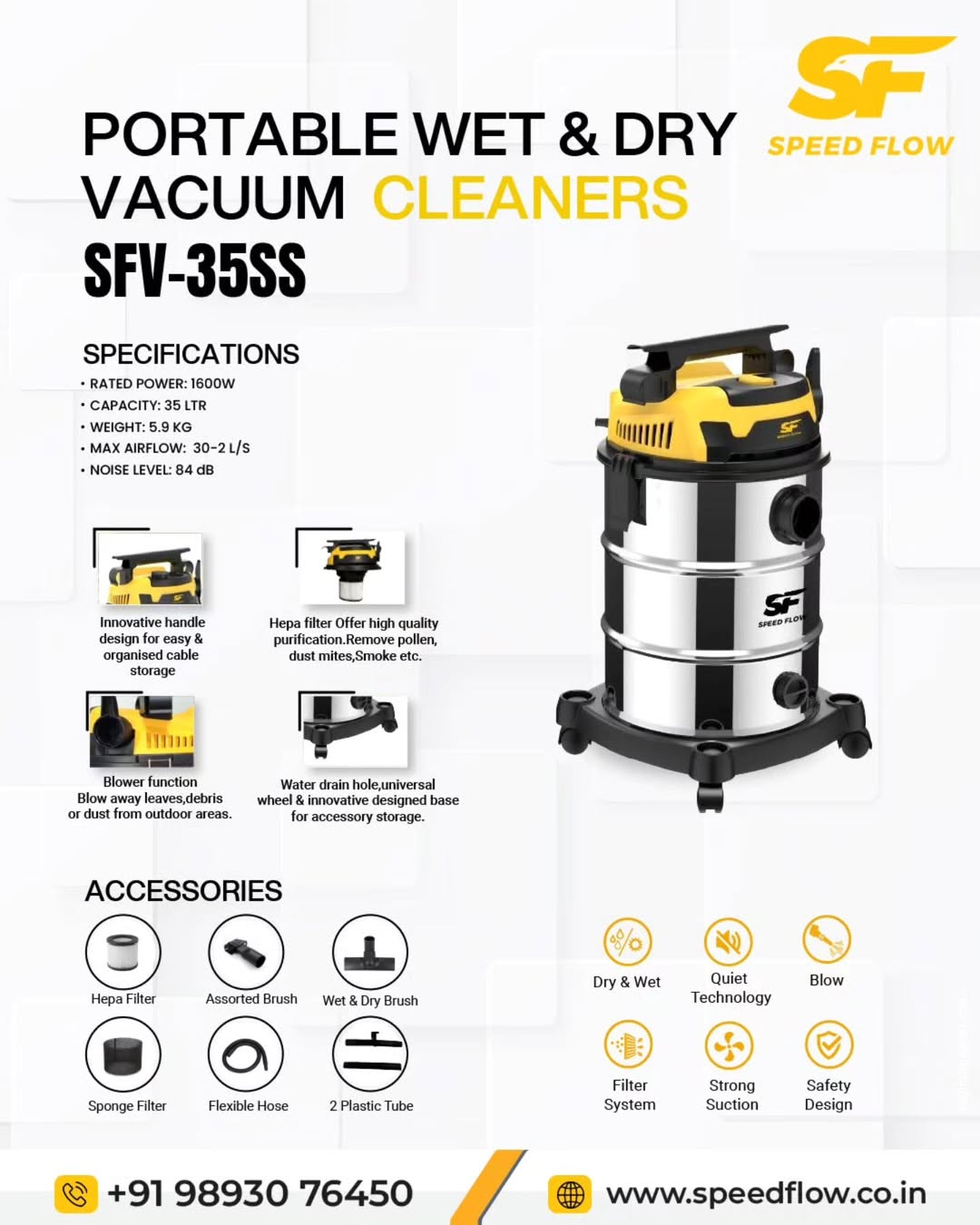 SFV-35 SS Wet & Dry Vacuum Cleaner