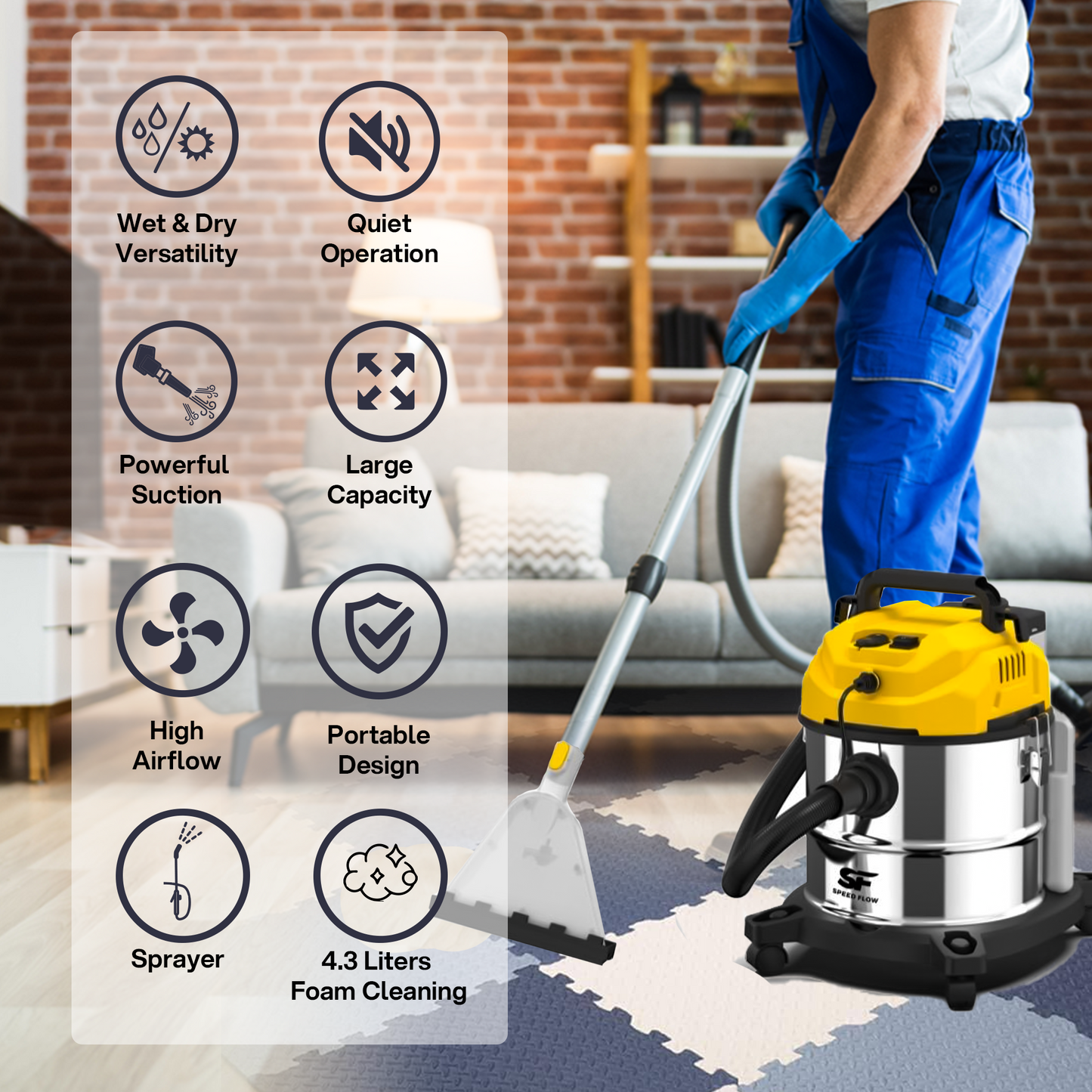 SFV-SE 25 SS Wet & Dry Upholstery Carpet Vacuum Cleaner