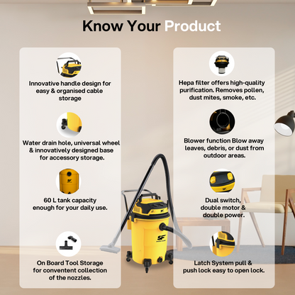 SFV-DM 60 PP Wet & Dry Vacuum Cleaner