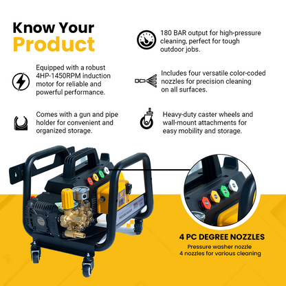 SF-TCW-2600 HIJET 180 Bar - Commercial Cold Water Electric High Pressure Washer