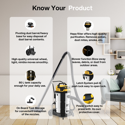 SFV-DM 80 SS Wet & Dry Vacuum Cleaner