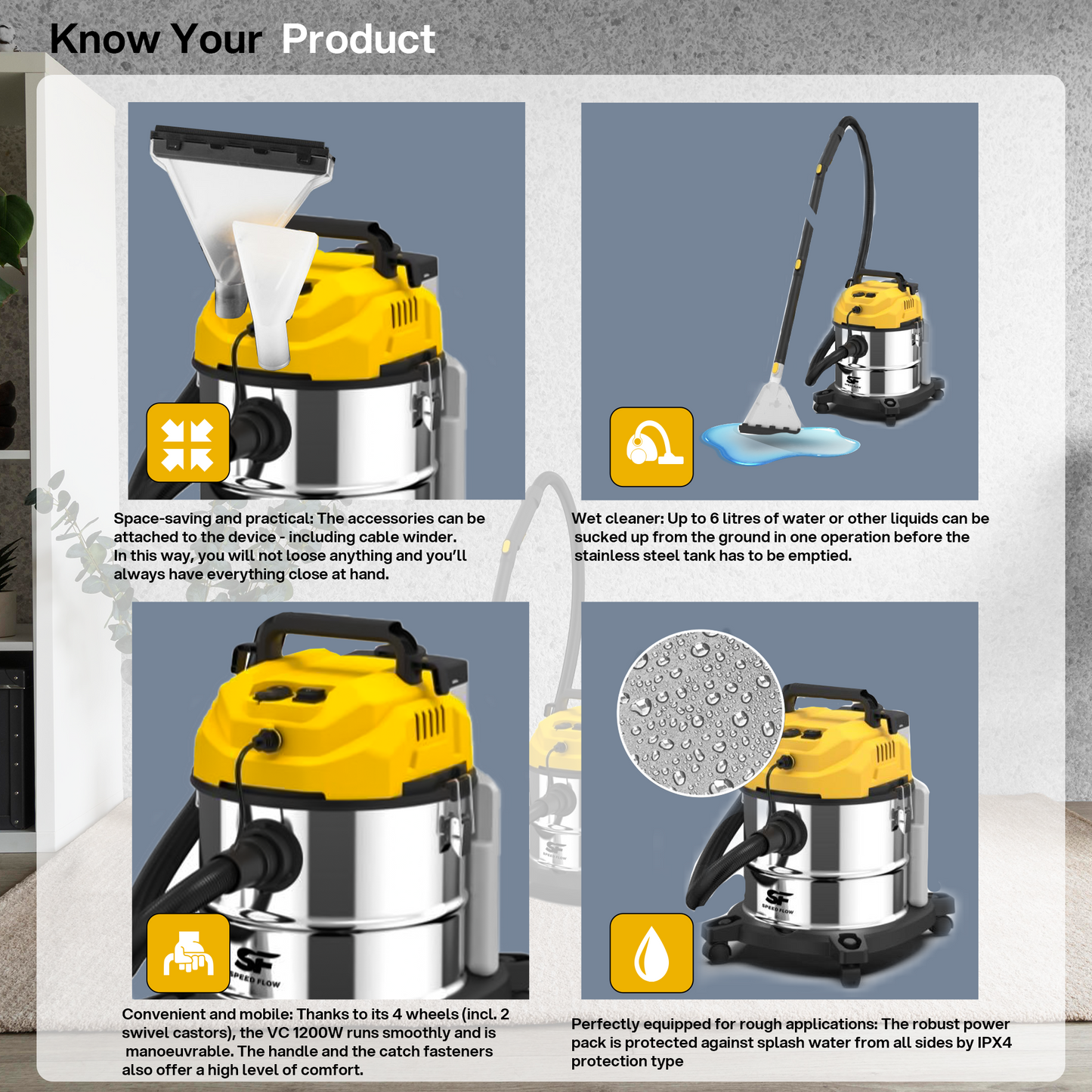 SFV-SE 25 SS Wet & Dry Upholstery Carpet Vacuum Cleaner