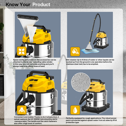 SFV-SE 25 SS Wet & Dry Upholstery Carpet Vacuum Cleaner