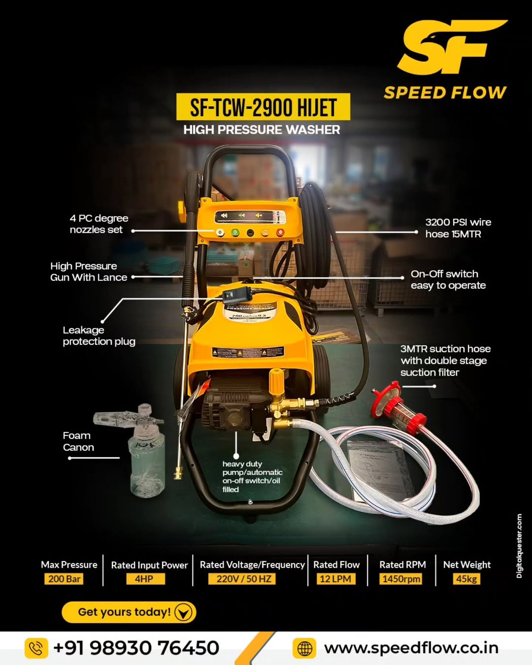 SF-TCW-2900 HIJET 200 Bar - High Pressure Washer